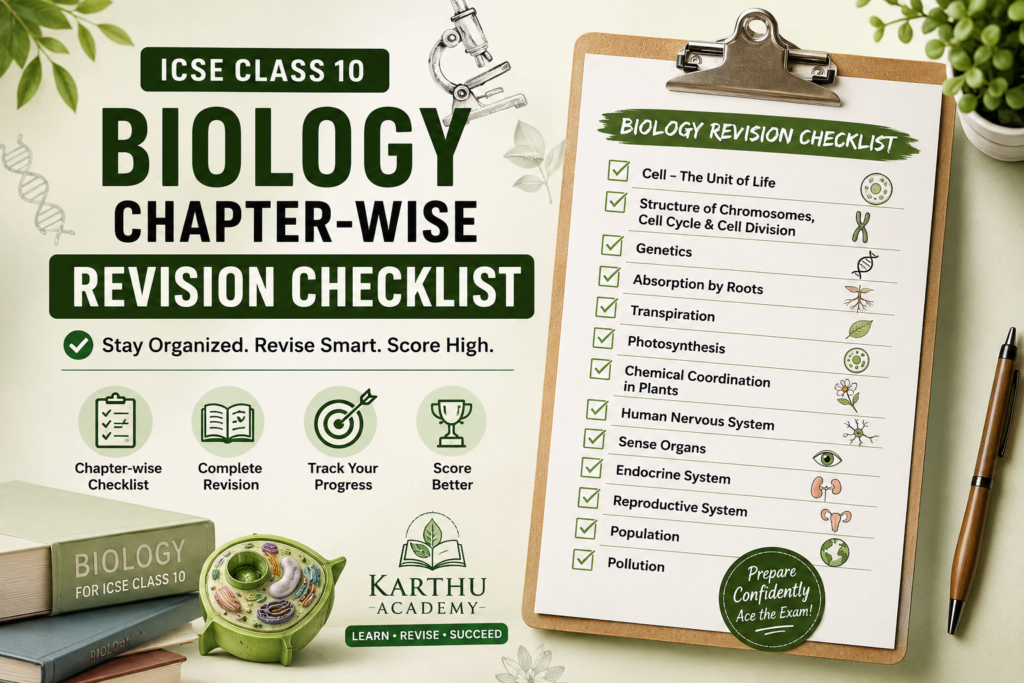 ICSE Class 10 Biology Chapter-wise Revision Checklist Free Printable Guide